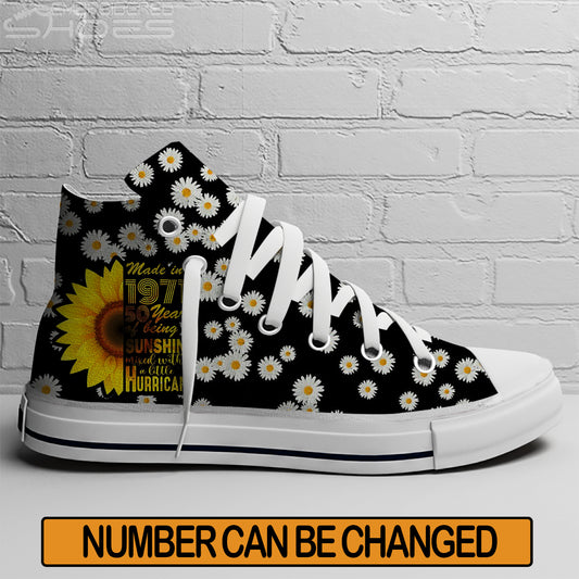 EShoes Personalized Women's Canvas Shoes, Sunshine Mixed Hurricane Shoes, Custom Number Shoes.