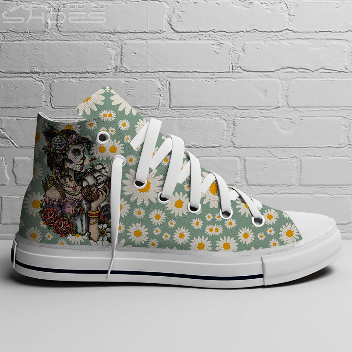 EShoes Personalized Women's Canvas Shoes, Tattoo Girl With Boat Shoes, Custom Name Shoes.