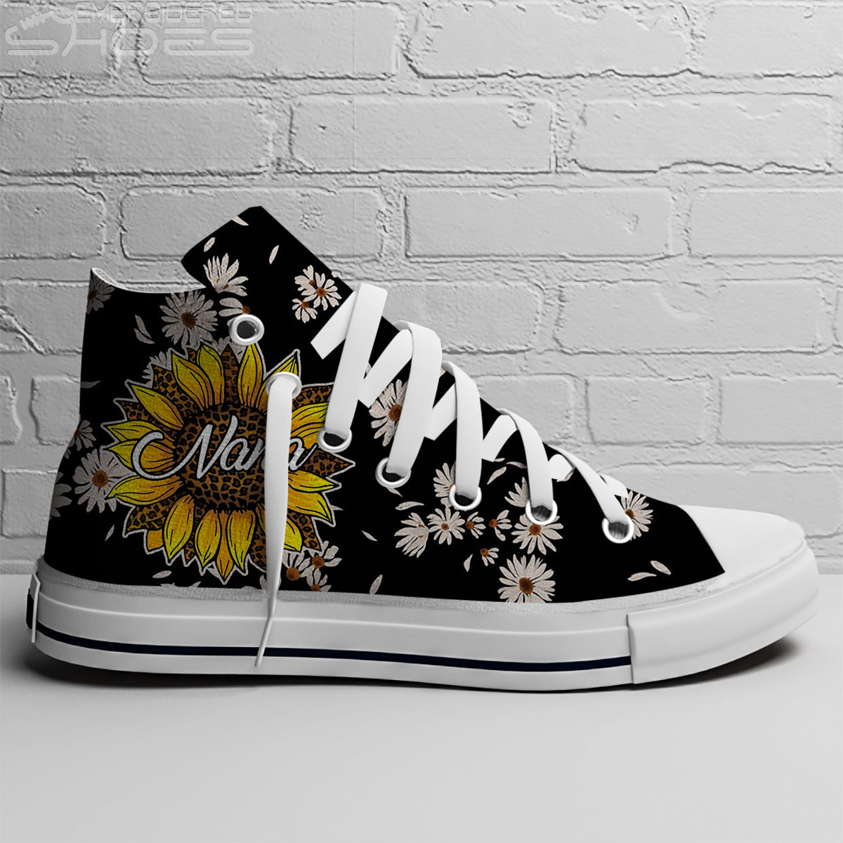 EShoes Personalized Sunflower Women's Canvas Shoes, Daisy Flower Shoes, Personalized Shoes. Custom Name