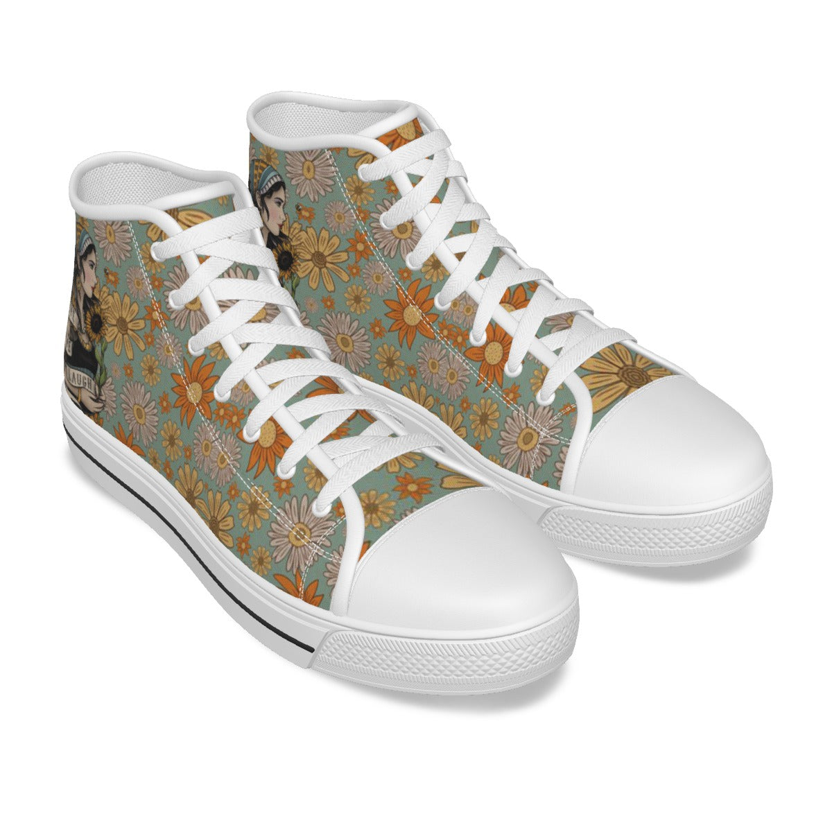 EShoes Personalized Flower Women's Canvas Shoes, Flower Shoes, Custom Shoes, Hippie Shoes.