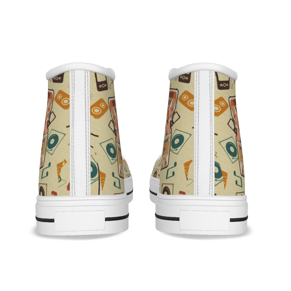 EShoes Personalized Women's Canvas Shoes, Cassette Tape Retro Flower, Custom Name Shoes.