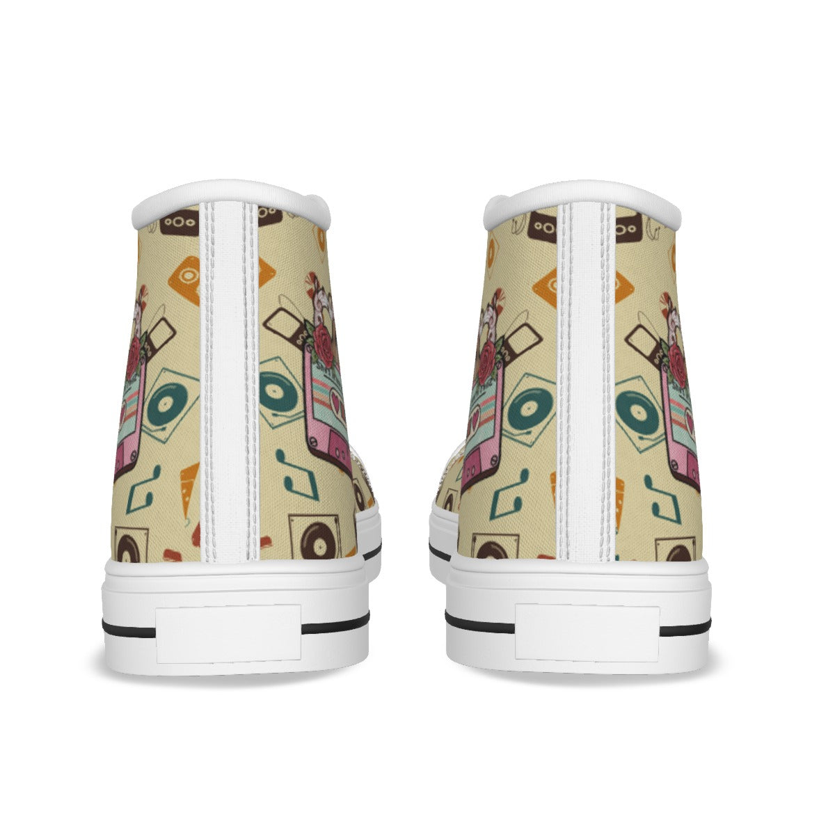 EShoes Personalized Women's Canvas Shoes, Cassette Tape Retro Cowboy Shoes, Custom Name Shoes.