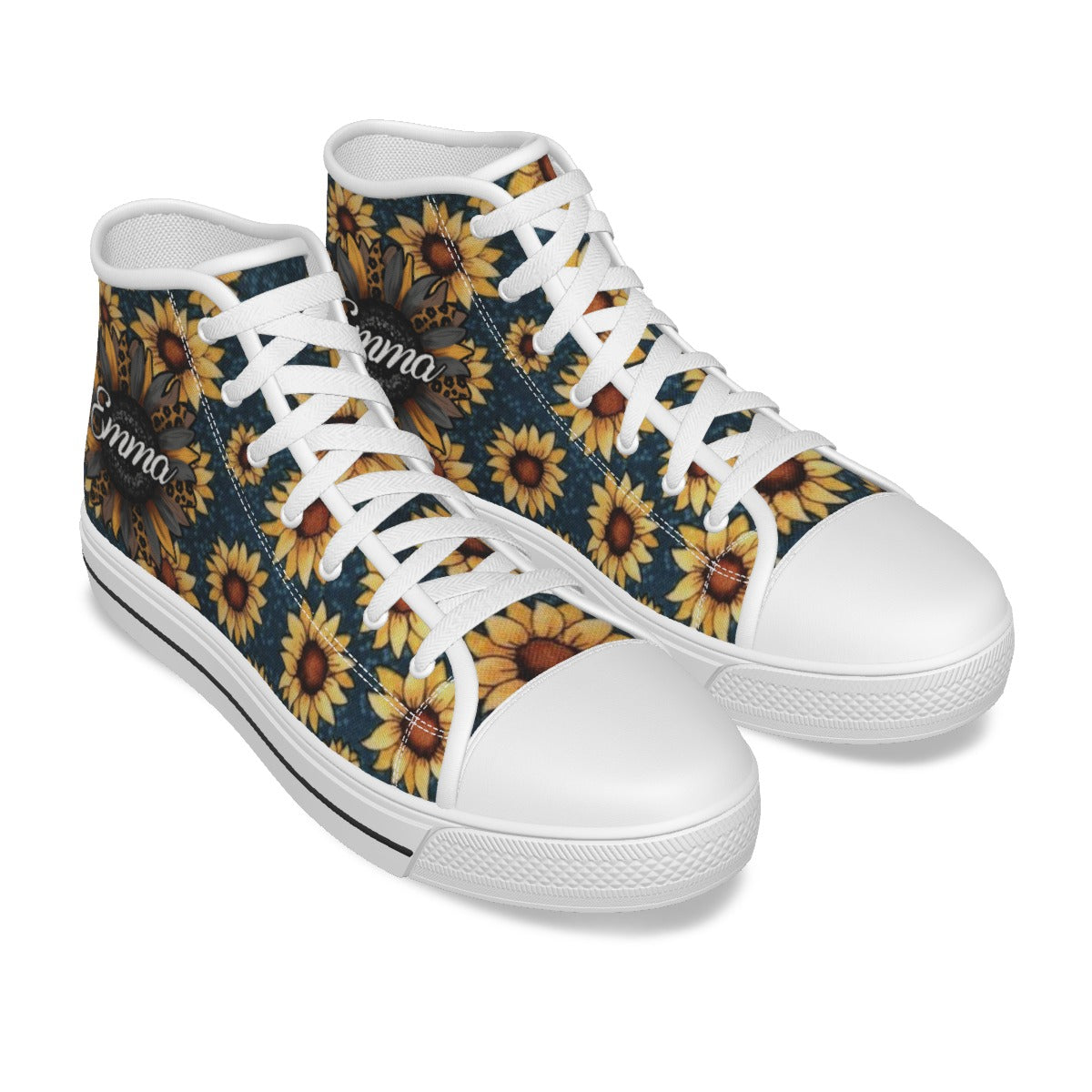 Personalized Sunflower Women's Canvas Shoes, Hippie Shoes, Flower Shoes.