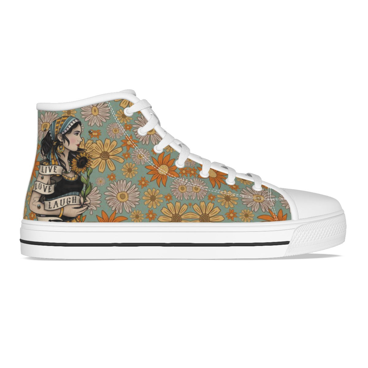 EShoes Personalized Flower Women's Canvas Shoes, Flower Shoes, Custom Shoes, Hippie Shoes.